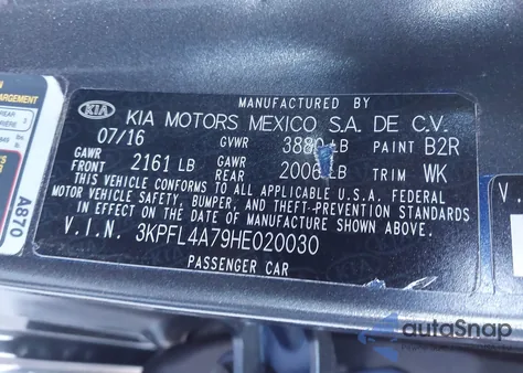 2017 Kia Forte Lx from USA, damaged, VIN 3KPFL4A79HE020030